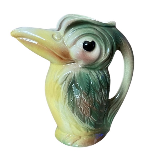 1950's Stewart McCulloch California Pottery Green Parrot Bird Pitcher Retro - Picture 1 of 8